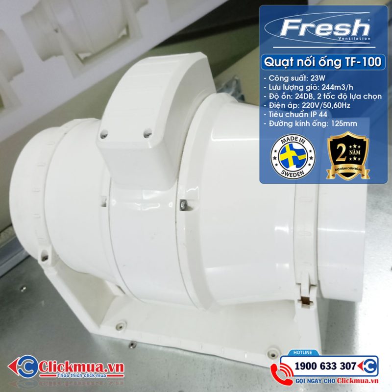  Quạt cấp khí tươi nối ống Fresh TF-100 Thụy Điển