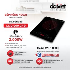 Bếp hồng ngoại đơn Đại Việt DVN-10001 công suất 2000W khuyến mãi;Bếp hồng ngoại 2000W;Bếp hồng ngoại Đại Việt 2000W giảm giá